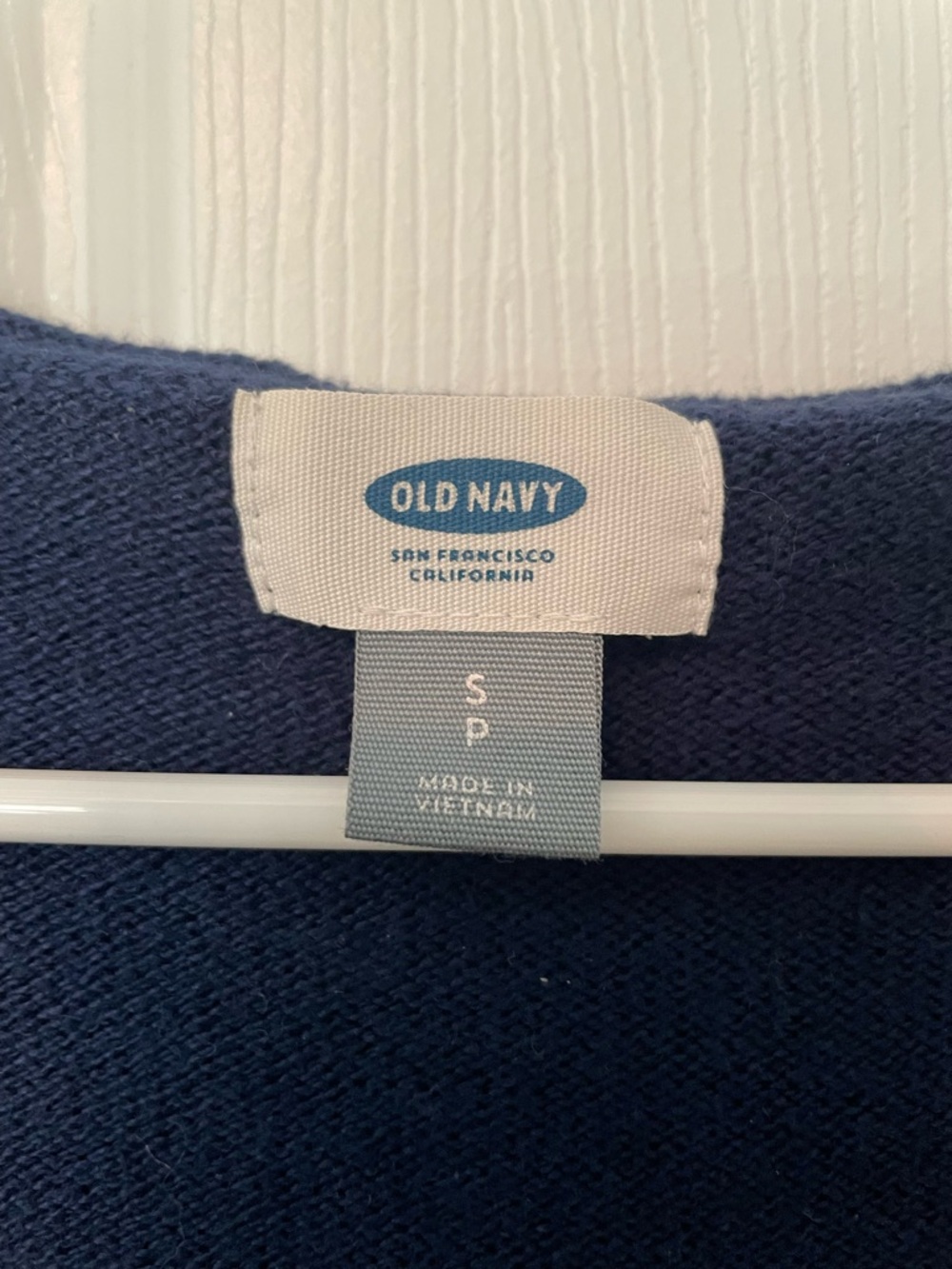 Old Navy Navy V-Neck Sweater with White Polka Dots - Picture 3 of 4